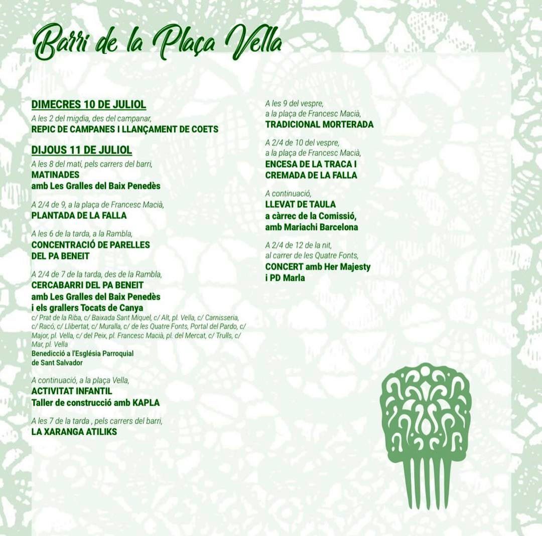 Festes del Pa Beneit al Vendrell, programa 10 i11 de juliol