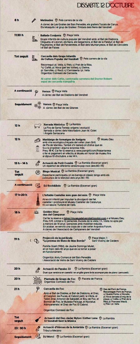 Fira Santa Teresa 2024 programa del 12 octubre