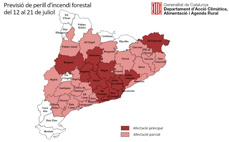 Nova Onada de Calor - mapa de risc Catalunya