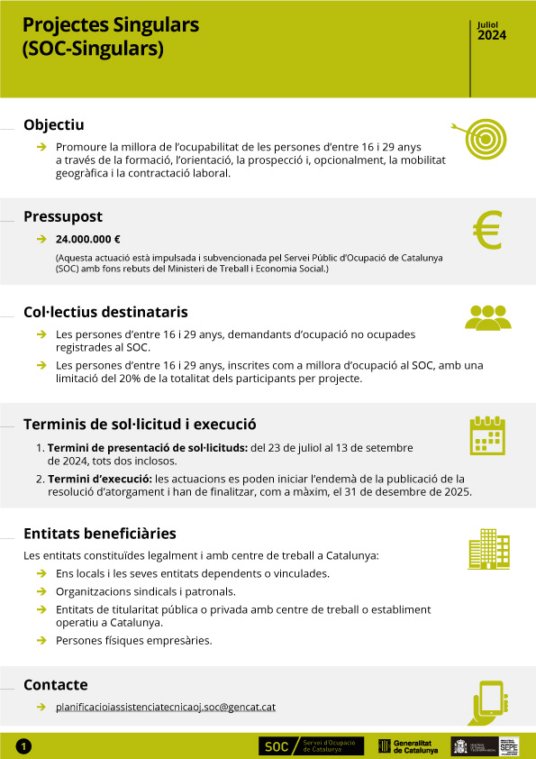 Oberta la convocatoria per Projectes Singulars 2024 del SOC