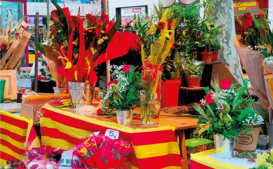 Sant jordi i les roses a la Rambla de Barcelona