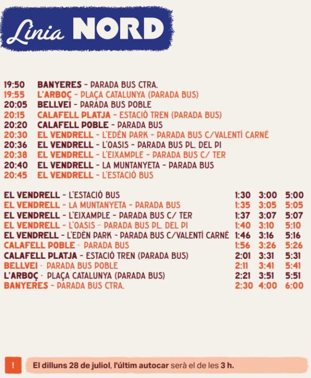 Linea nord Festa Major Vendrell 2025